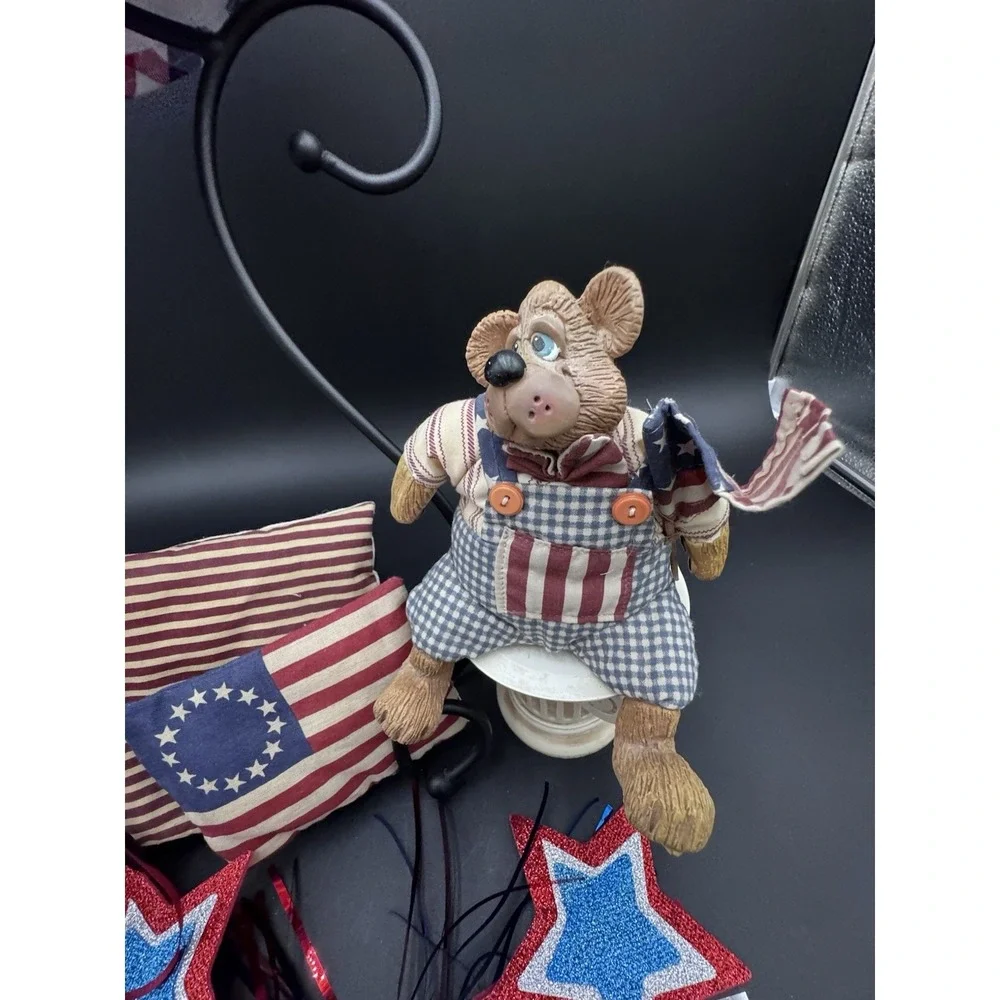 4th Of July Bundle Russ Patriotic Bear Blinking Hat Red White Blue USA Freedom